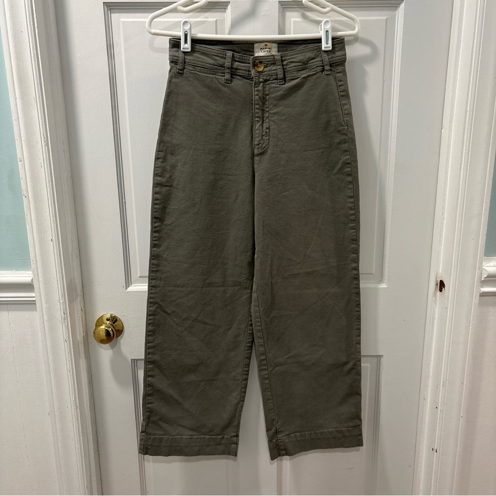 Marine Layer Women’s Bridget Crop Pant Size 4, Dusty Olive Style 14650 Wide Leg